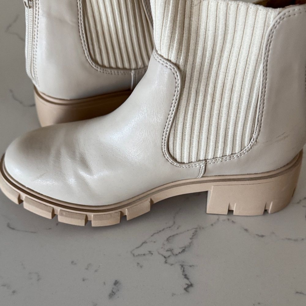 Stylish Cream Kids Ankle Boots - Picture 6 of 12